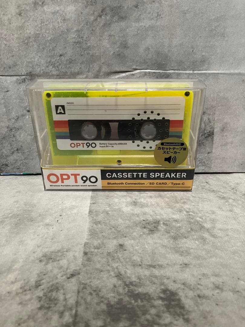 Bluetoothスピーカー カセットテープ型レトロ クリアイエロー　opt90