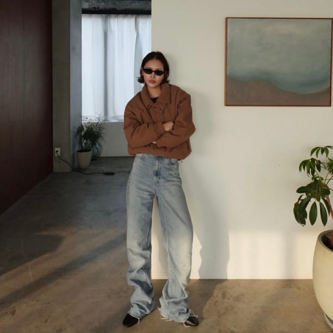 よ*い様 mizota yayoi x callautia リブニットカラー中綿