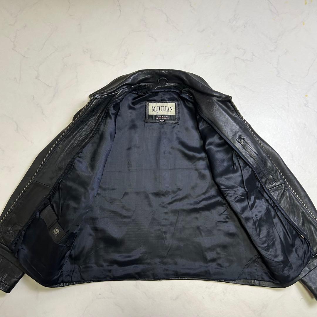 M.JULIAN レザージャケット ミニマル 本革 黒 L ライナー脱着可