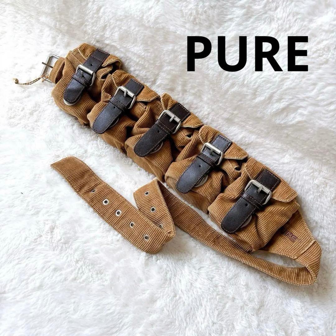 【希少】PURE バンダリアポーチ ウエストバッグ　コーデロイ　ベージュ