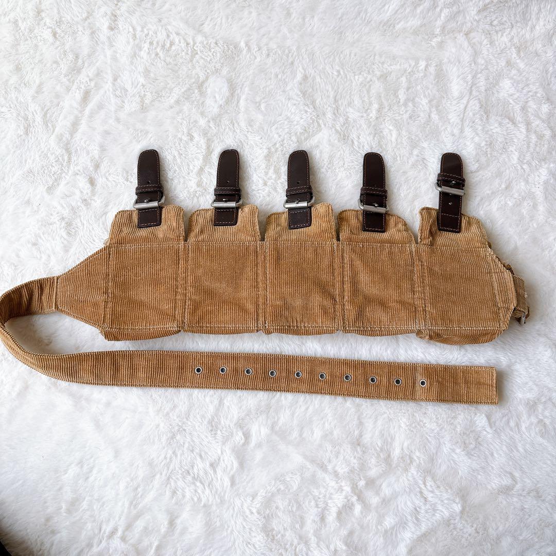 【希少】PURE バンダリアポーチ ウエストバッグ　コーデロイ　ベージュ