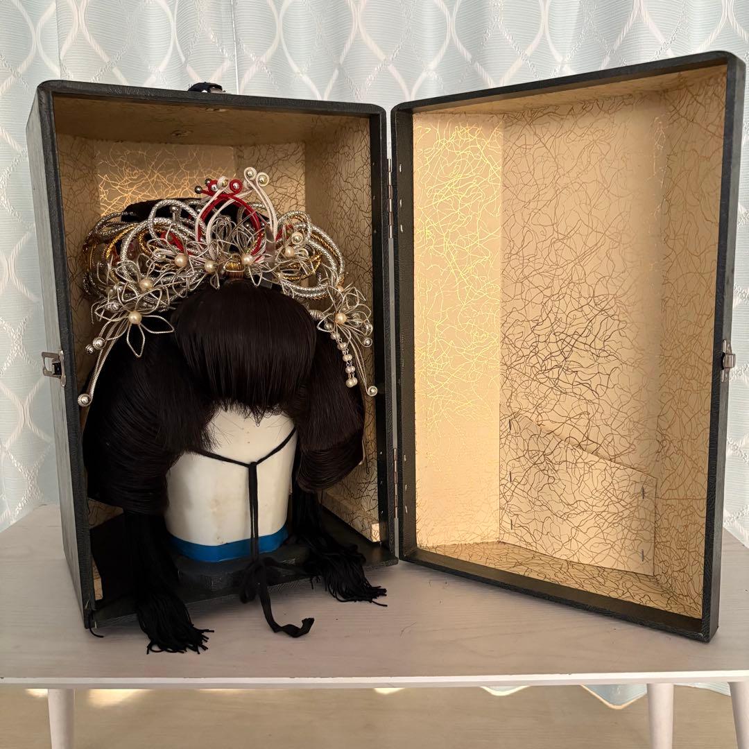 【昭和レトロ 】婚礼用かつら 美容師プロ用 ケース付 和装 日本髪 花嫁道具