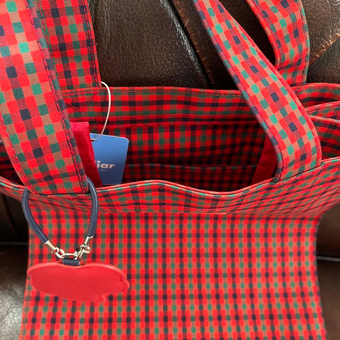 familiar 赤と緑のチェック ハンドバッグ
