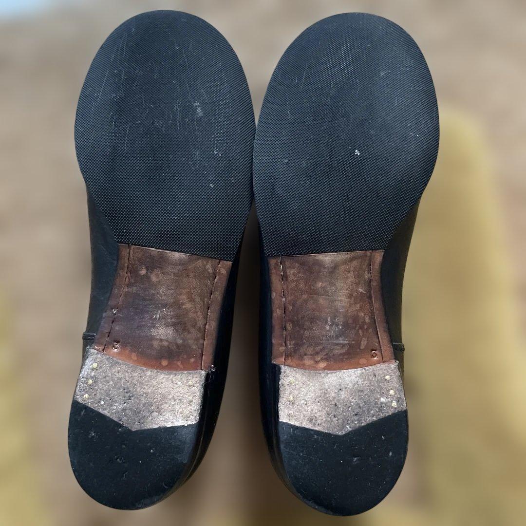 entoan ブラックレザー スリッポンシューズ