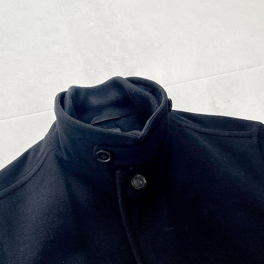 高級✨ヒューゴボス　カシミヤ混レイヤードチェスターコート　ロゴプレートウール黒L