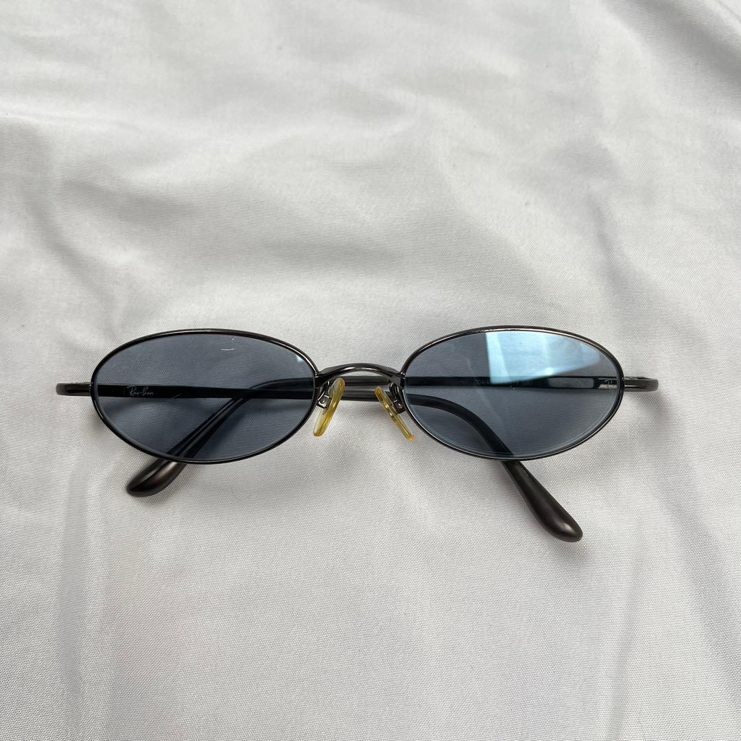 小物 Ray-Ban titanium oval sunglasses blue
