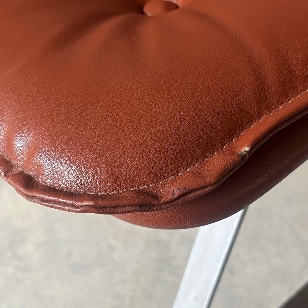 椅子 スタジオチェア 合成皮革 ステンレス ヴィンテージ オレンジブラウン