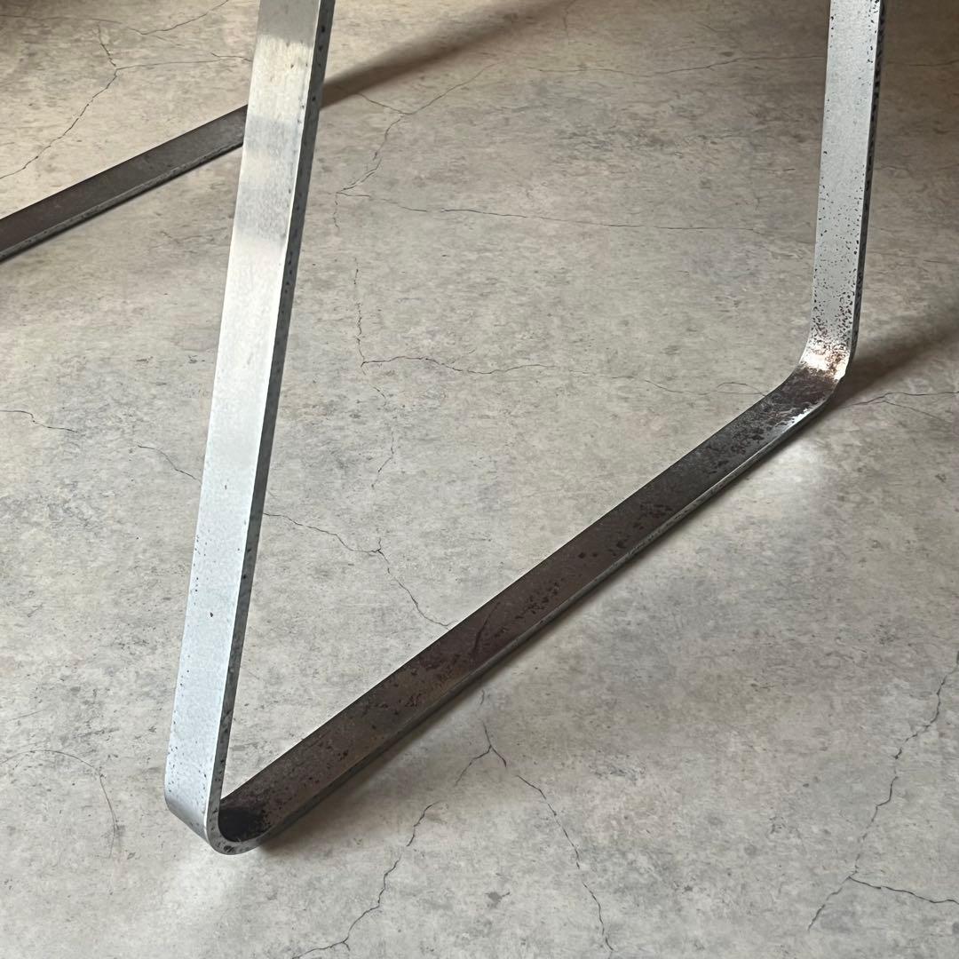 椅子 スタジオチェア 合成皮革 ステンレス ヴィンテージ オレンジブラウン