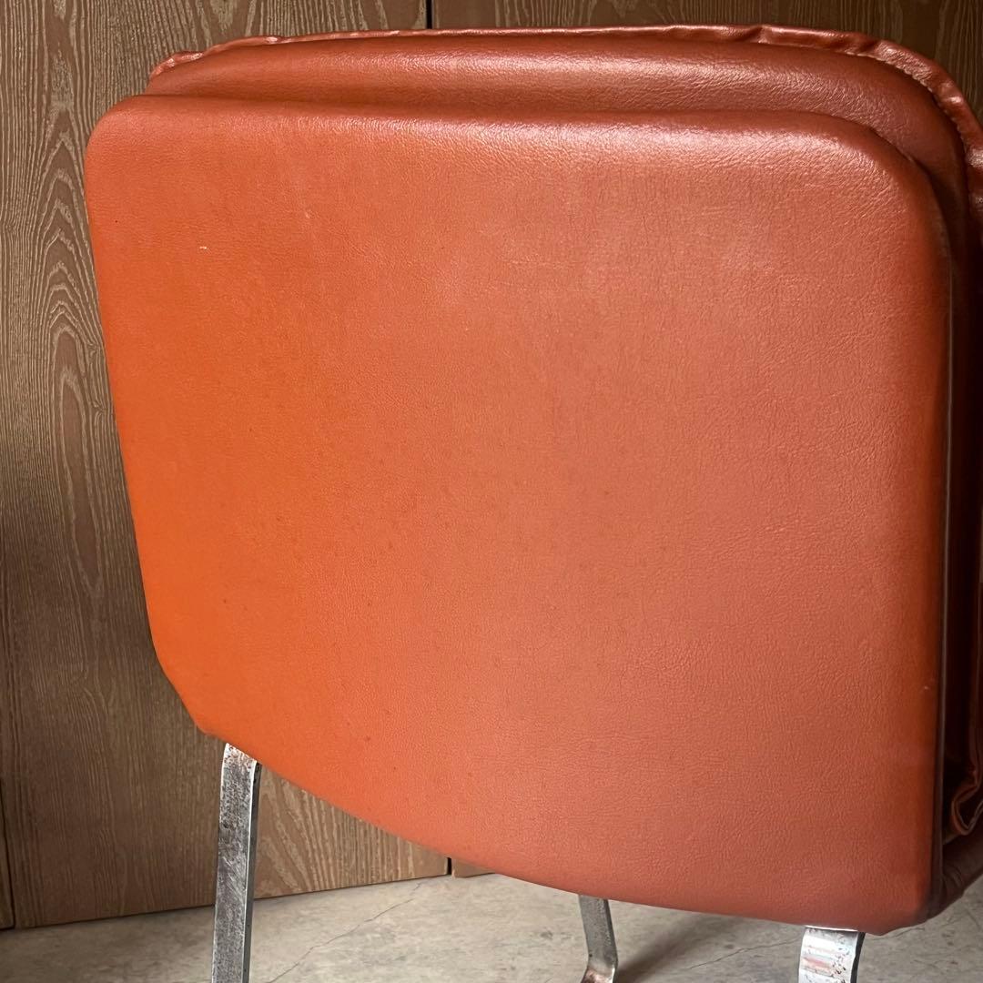 椅子 スタジオチェア 合成皮革 ステンレス ヴィンテージ オレンジブラウン