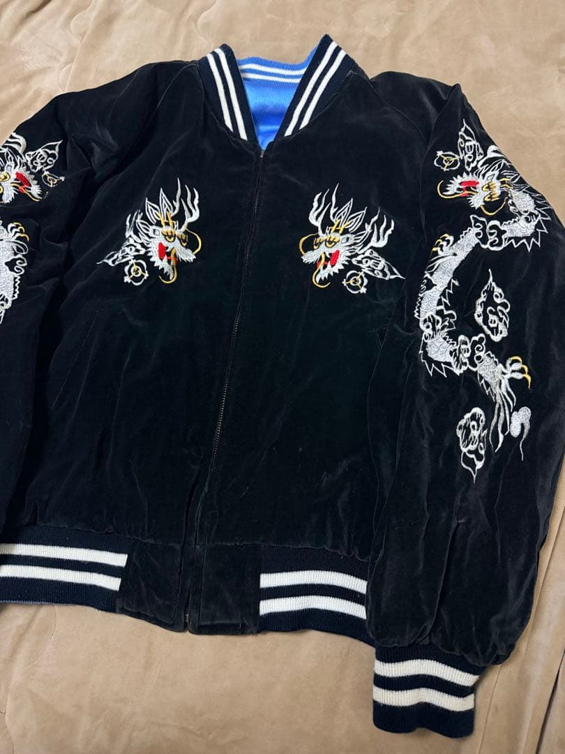 ２面用 Jungle storm 別珍 虎 龍 日本 スカジャン vintage