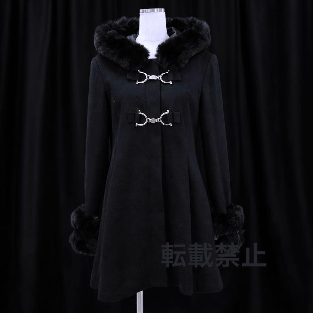 MARS 地雷系 量産型 Aライン フレア ファーフード付き ロングコート 黒