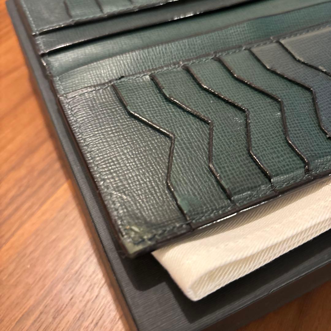 OB7　Valextra ヴァレクストラ 長財布 グリーン ヴァーティカル