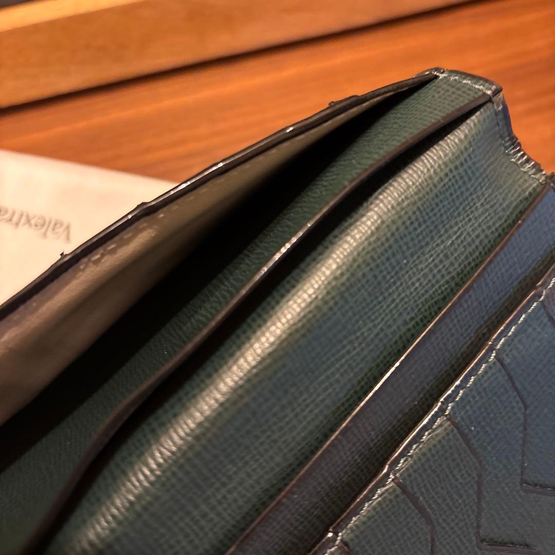OB7　Valextra ヴァレクストラ 長財布 グリーン ヴァーティカル