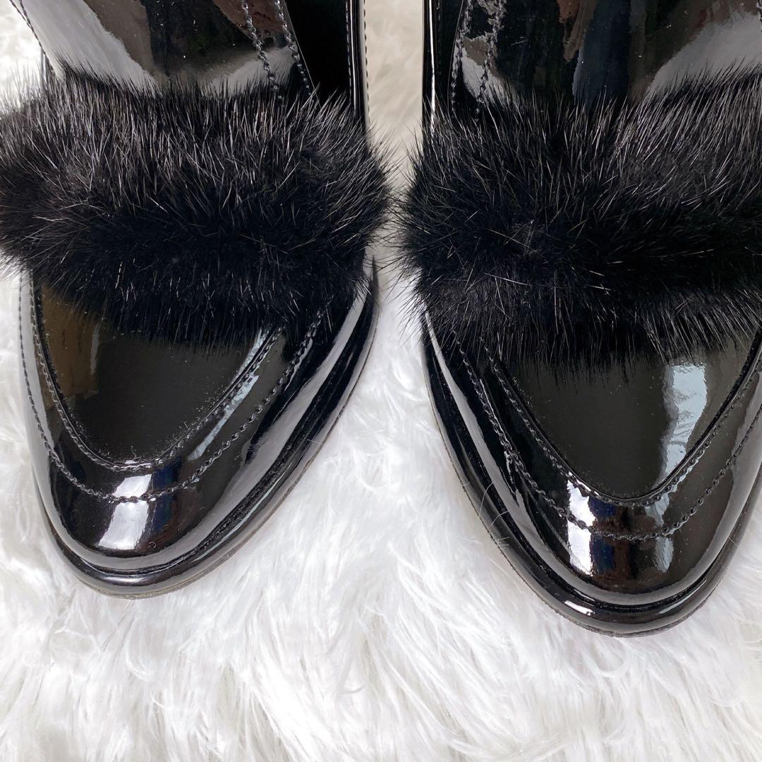 美品✨ ジミー チュウ ライザ ミンクトリム パンプス　ブラック　37