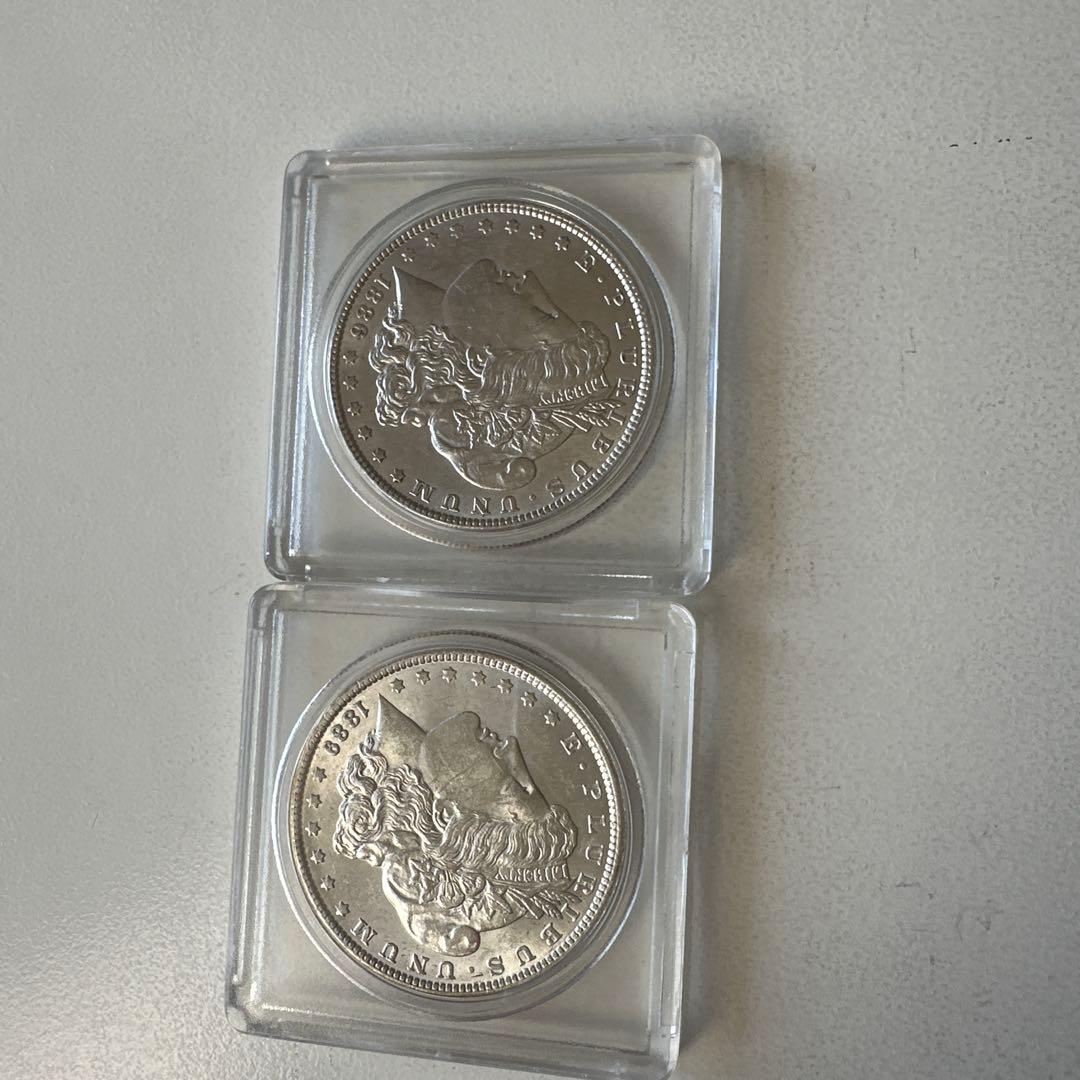 1886年と1889年製造　米国モーガンダラー1ドル銀貨X 2枚