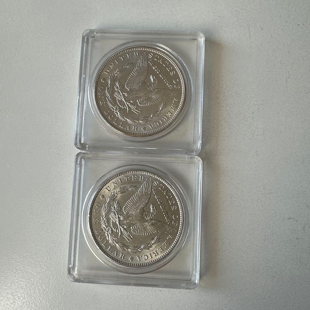 1886年と1889年製造　米国モーガンダラー1ドル銀貨X 2枚