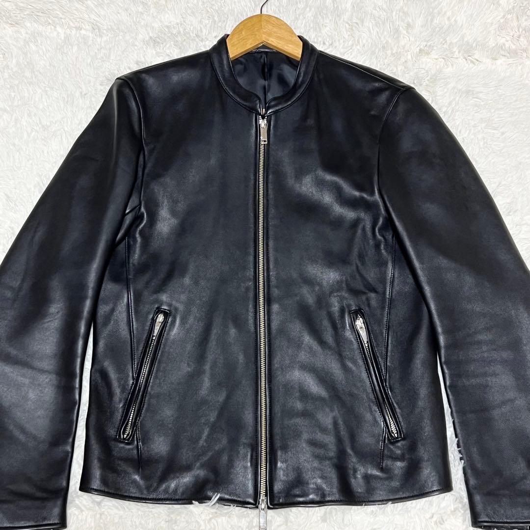 【美品】レザージャケット シングルライダース ノーカラー 3 STUDIOUS