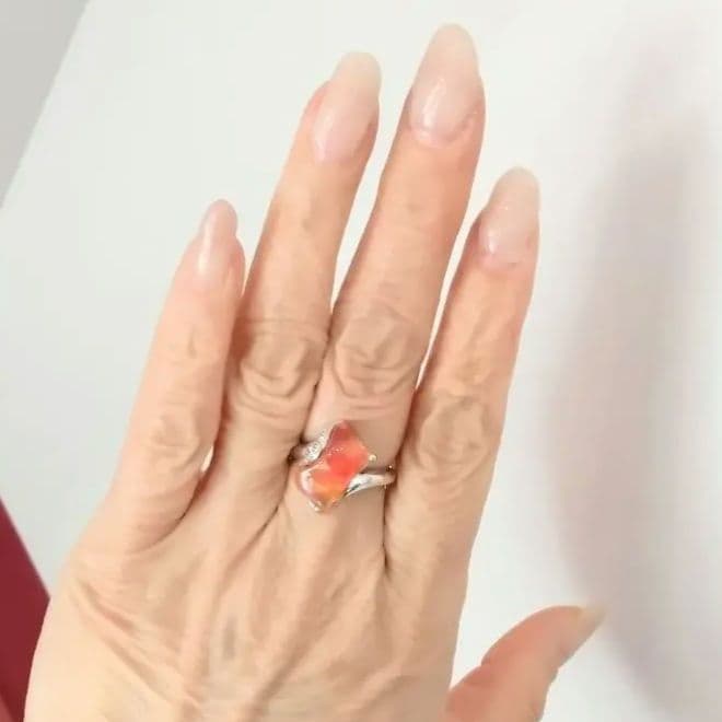 Pt900✨ファイアオパール4.89ct✨オシャレなリング✨宝石鑑別書付き✨✨✨