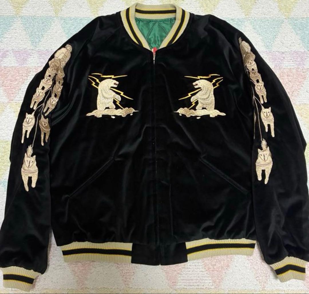 XLサイズ　テーラー東洋　アラスカジャン　白熊×マップ　黒別珍　TT15175