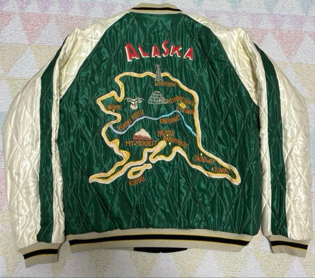 XLサイズ　テーラー東洋　アラスカジャン　白熊×マップ　黒別珍　TT15175