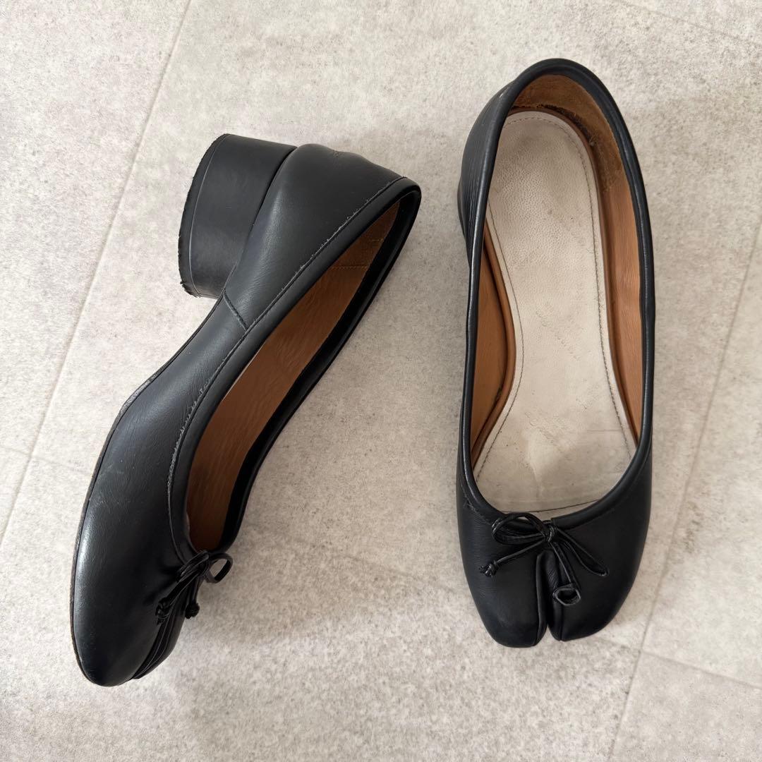 メゾンマルジェラ　TABI　足袋　タビ　パンプス　ヒール　黒　レザー　38