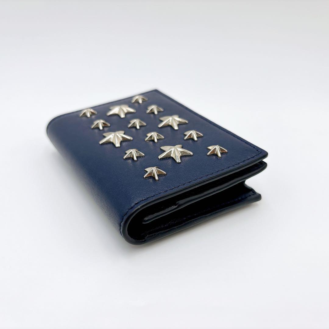 極美品 ＊ ジミーチュウ AYDEN スタースタッズ 名刺入れ ネイビー系