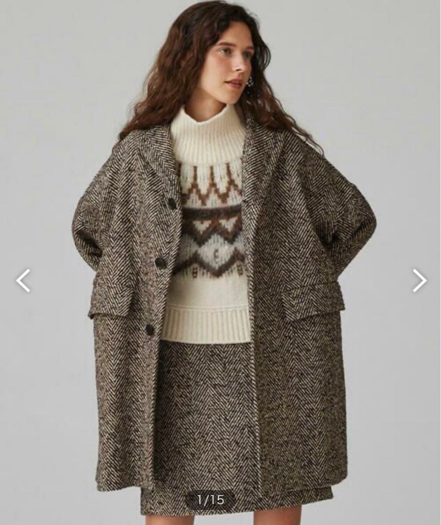 最終値下げ【美品】MACPHEE ヘリンボーンツイード オーバーサイズドコート