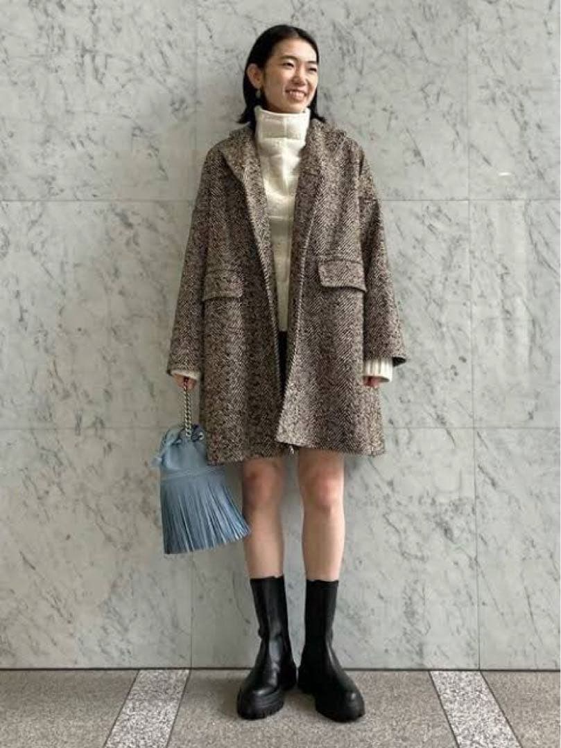 最終値下げ【美品】MACPHEE ヘリンボーンツイード オーバーサイズドコート