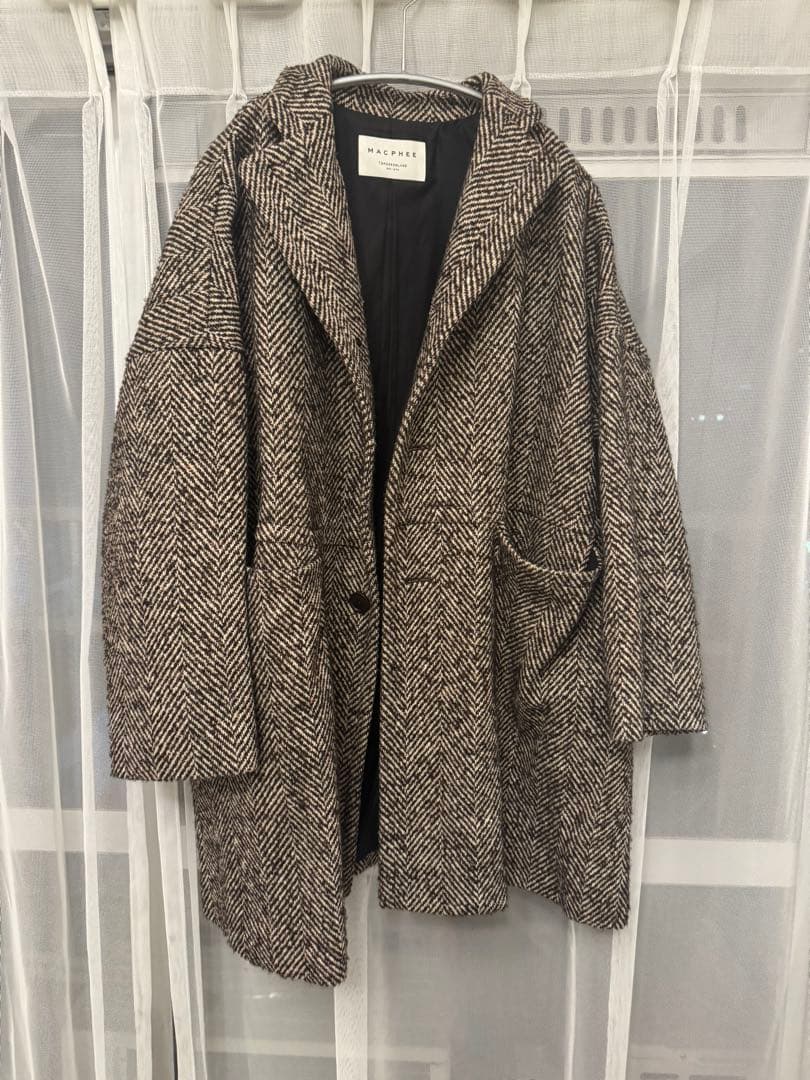 最終値下げ【美品】MACPHEE ヘリンボーンツイード オーバーサイズドコート