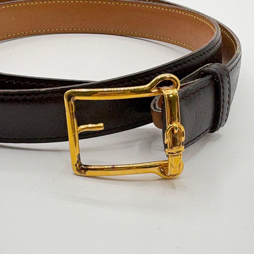 HERMESレザーベルト ゴールドバックル ブラウン フランス製