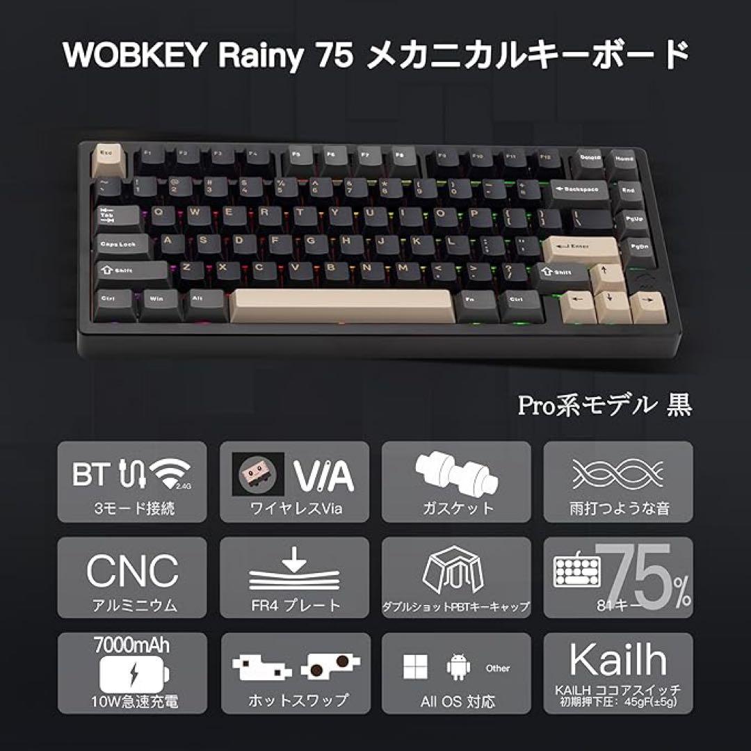 【新品】 WOBKEY Rainy 75 Pro ブラック RGB