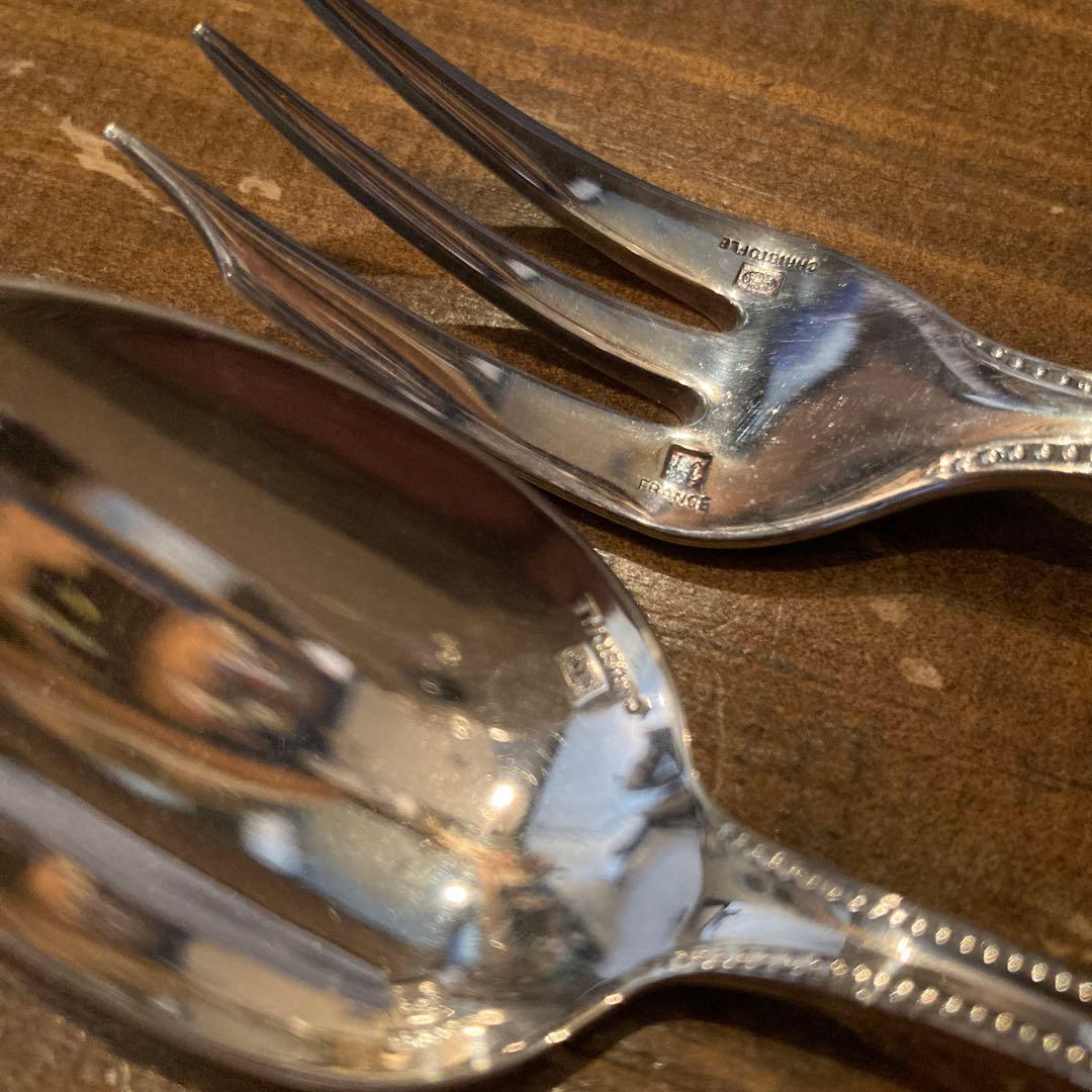 【美品】クリストフル　マルリー&パール　スプーンとケーキフォーク　4本組