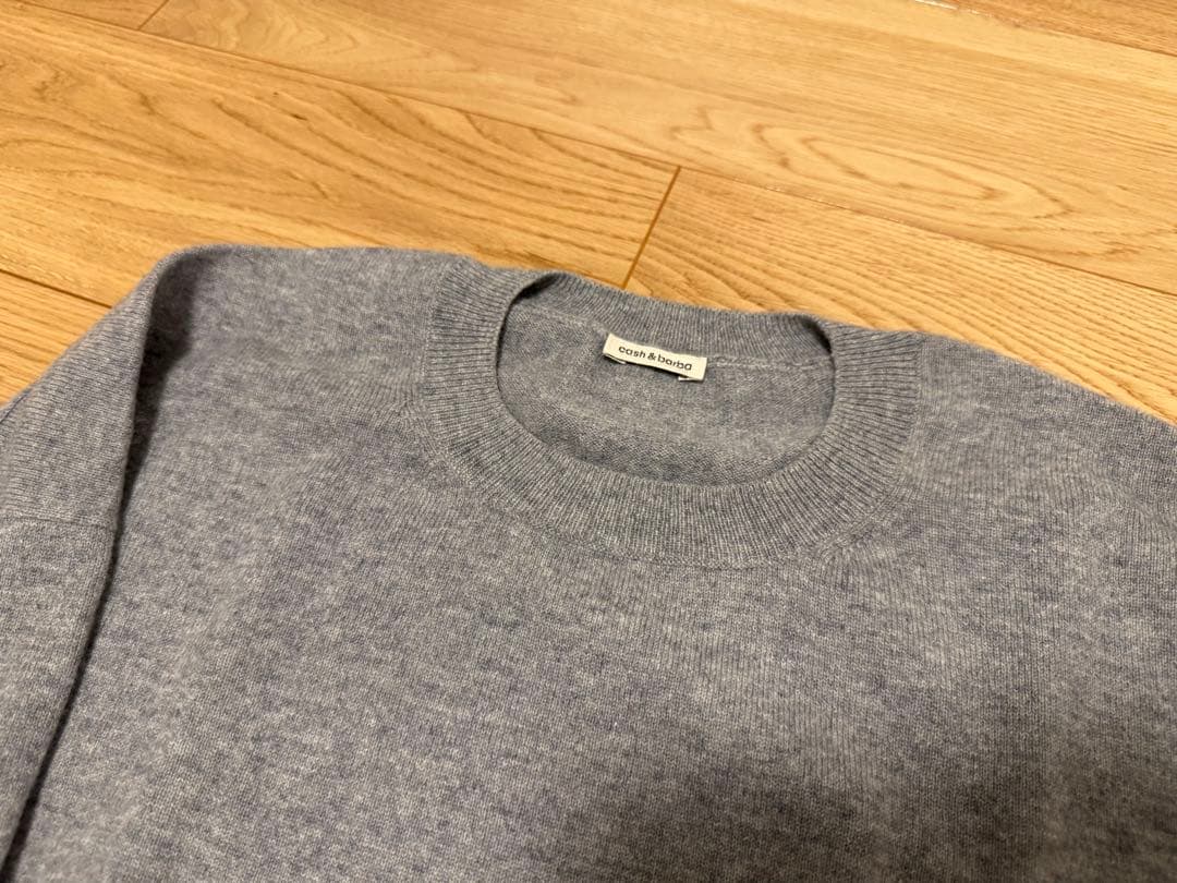 cash&barba モンゴリアンカシミヤエルボーパッチクルーネック 2 グレー
