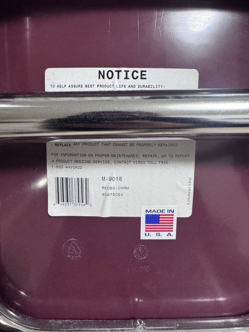 【希少】Virco バルコ スタッキングチェア M9018 ワイン レッド