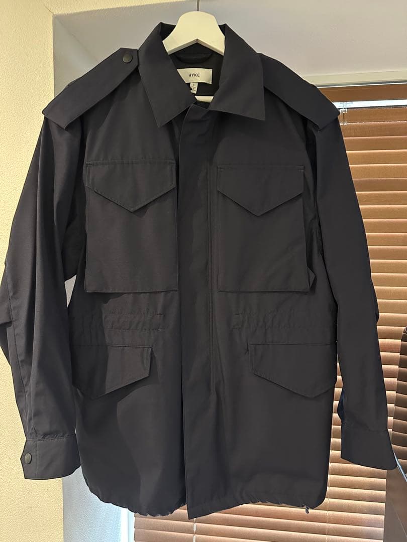 HYKE ネイビーミリタリージャケット