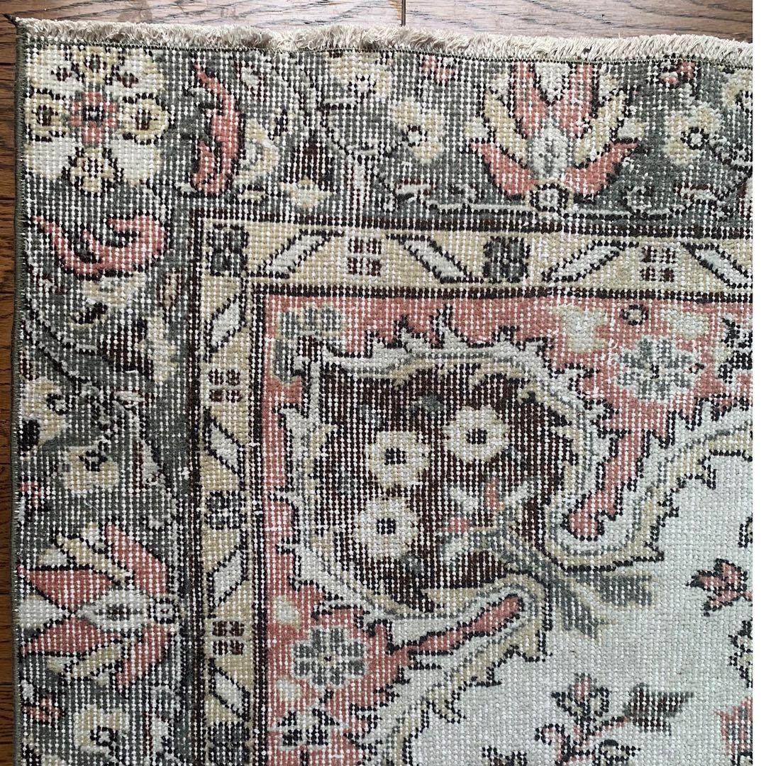 トルコヴィンテージラグ　超大判　272×158 ペールピンク　モスグレーグリーン