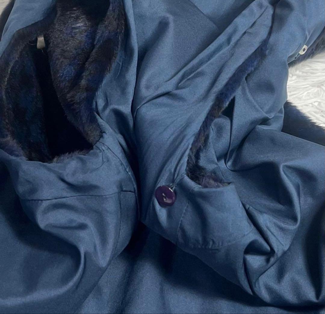 ダークブルー レザーコート