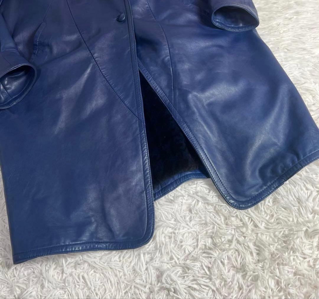ダークブルー レザーコート