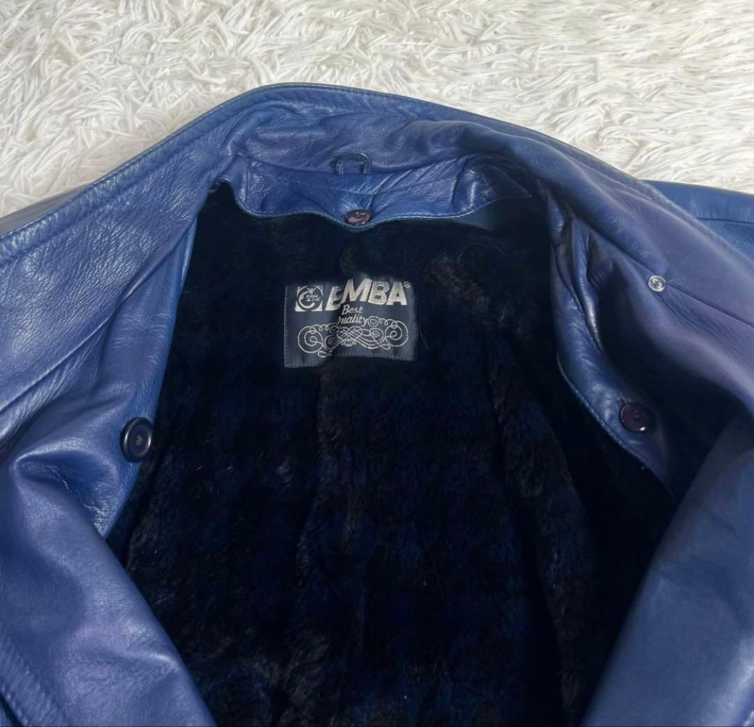 ダークブルー レザーコート