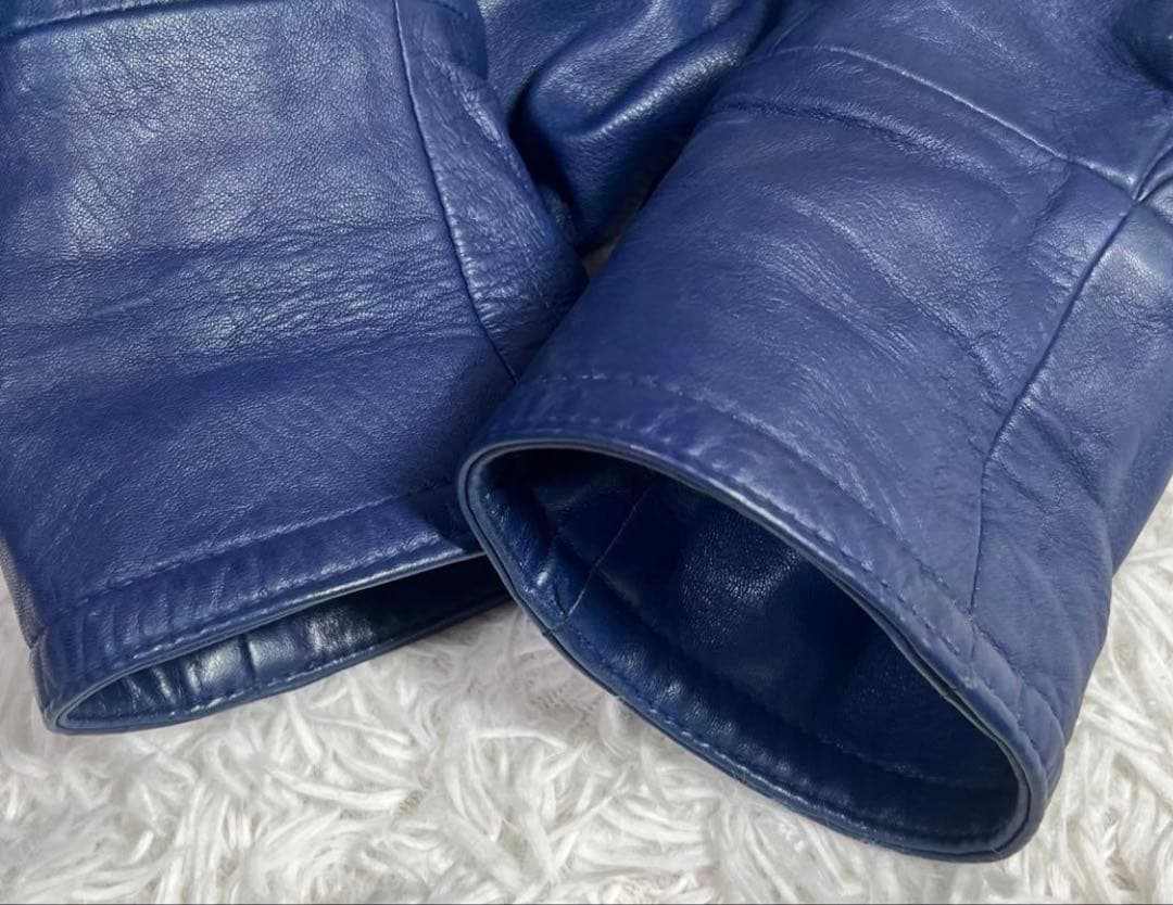 ダークブルー レザーコート