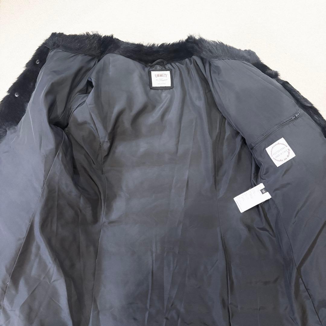 美品！EMMETI エンメティムートン　ダウンコート　ファー　ブラック