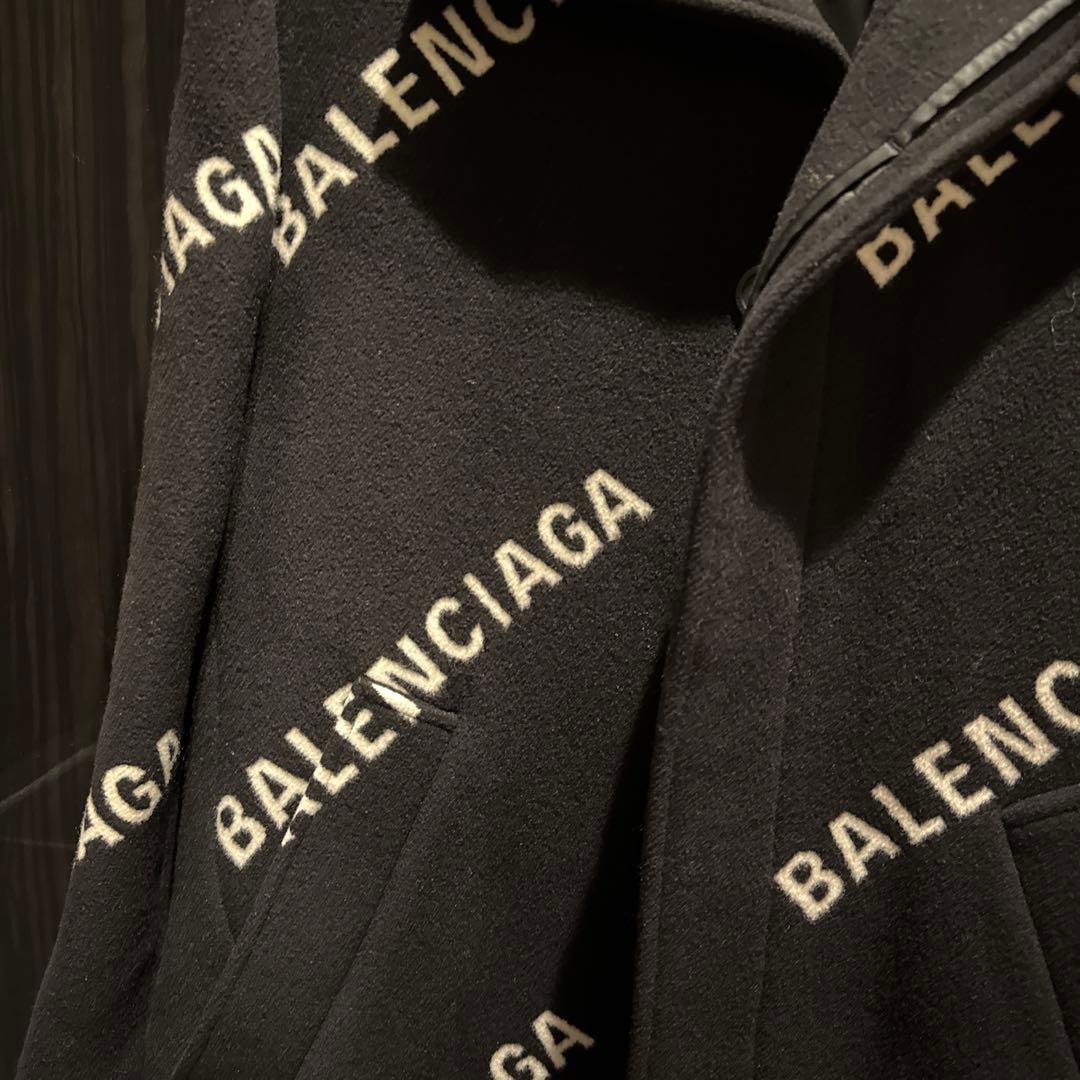 BALENCIAGA ウール オールオーバー コート ロゴ
