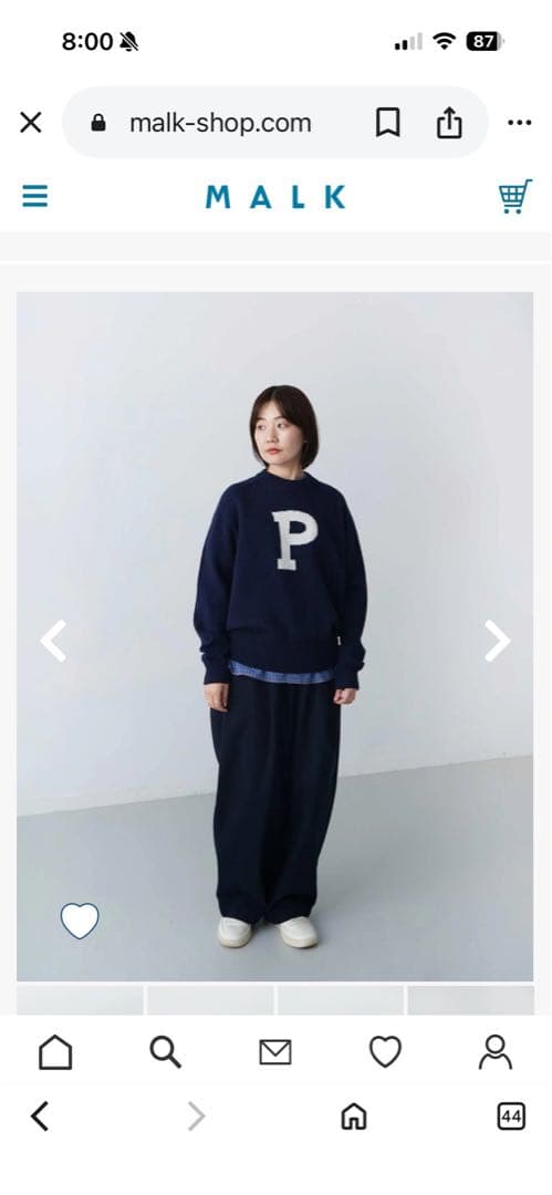 お値下げ/ナチュラルランドリー／Pロゴ入りネイビーセーター新品