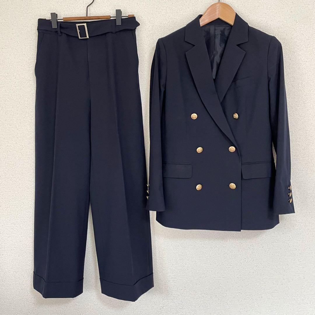 THE SUIT COMPANY 紺ブレダブル金ボタンパンツスーツセットアップ