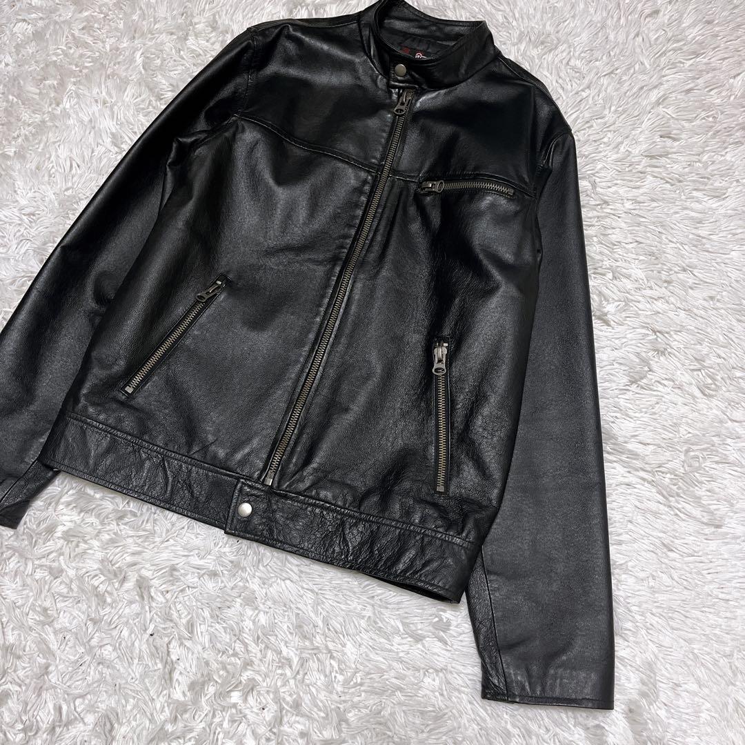美品 Woolrich ウールリッチ レザージャケット 本革 シング ブラック