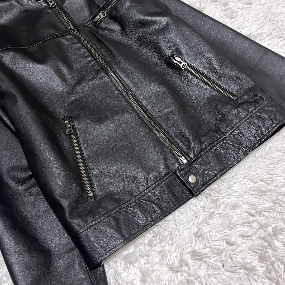 美品 Woolrich ウールリッチ レザージャケット 本革 シング ブラック