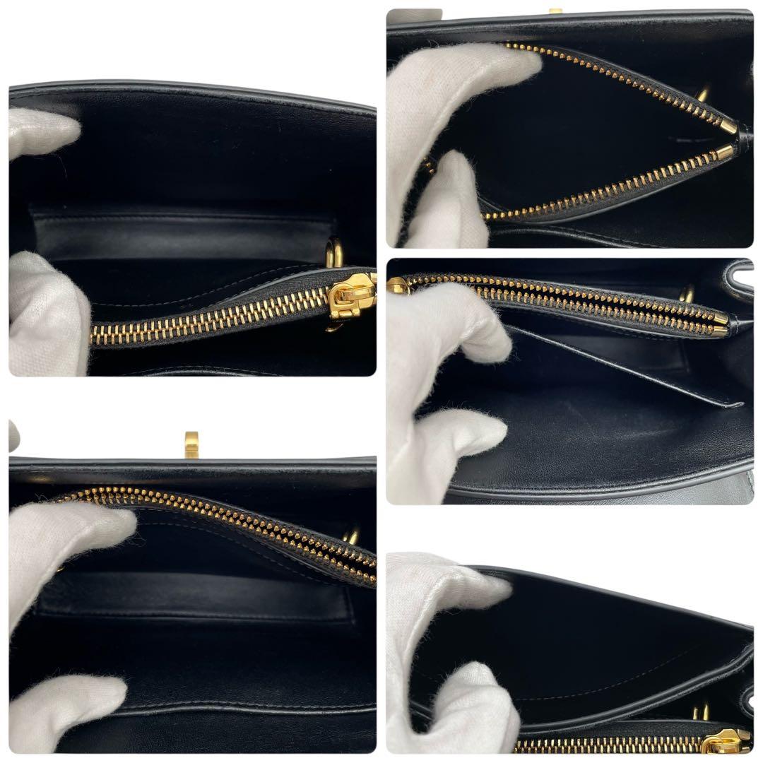 美品 セリーヌ セーズ16 スモール ミニ ハンド ショルダーバッグ ブラック.