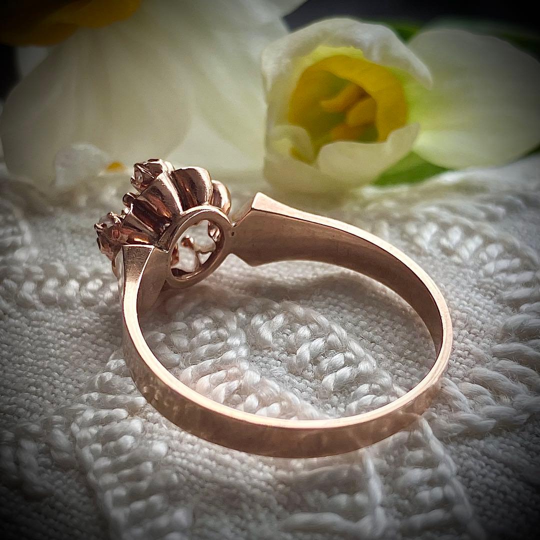 k9 アンティーク フランス　エメラルド＆ダイヤモンド　リング