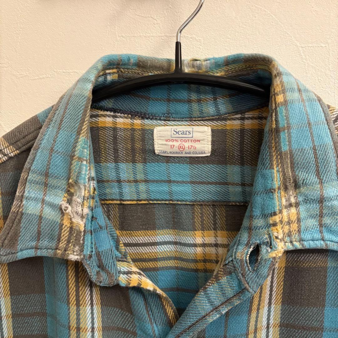60s Sears ヴィンテージ ネルシャツ XL（17-17 1/2）
