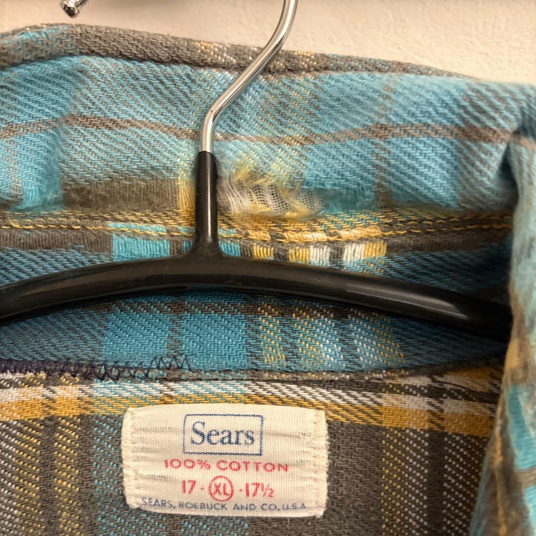 60s Sears ヴィンテージ ネルシャツ XL（17-17 1/2）